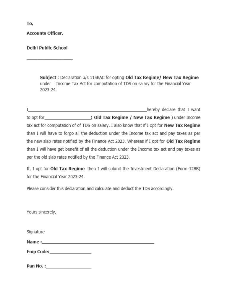 Investment Declaration Form PDF