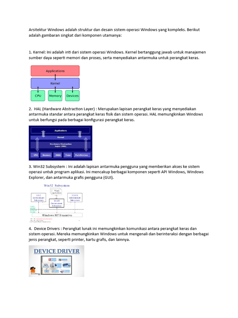 Arsitektur dan Komponen Sistem Windows | PDF