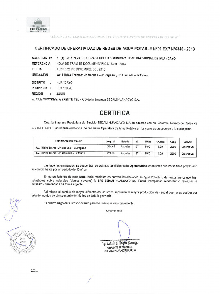 Certificados de Operatividad | PDF