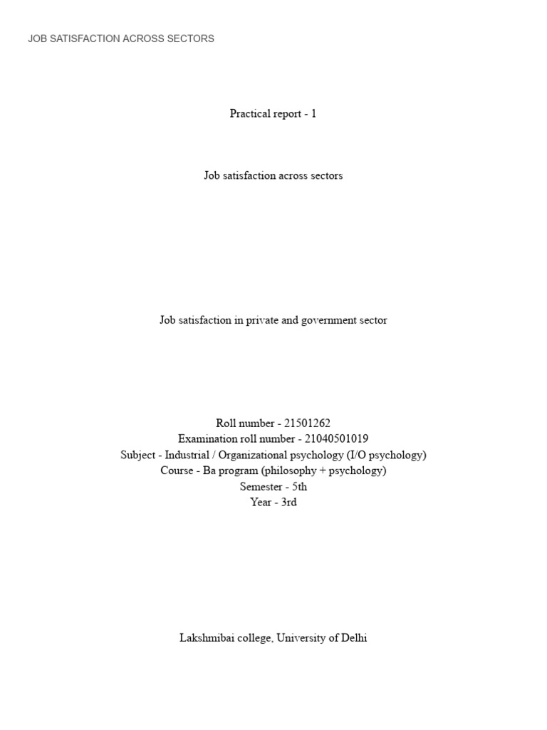 Job Satisfaction in Indian Sectors | PDF