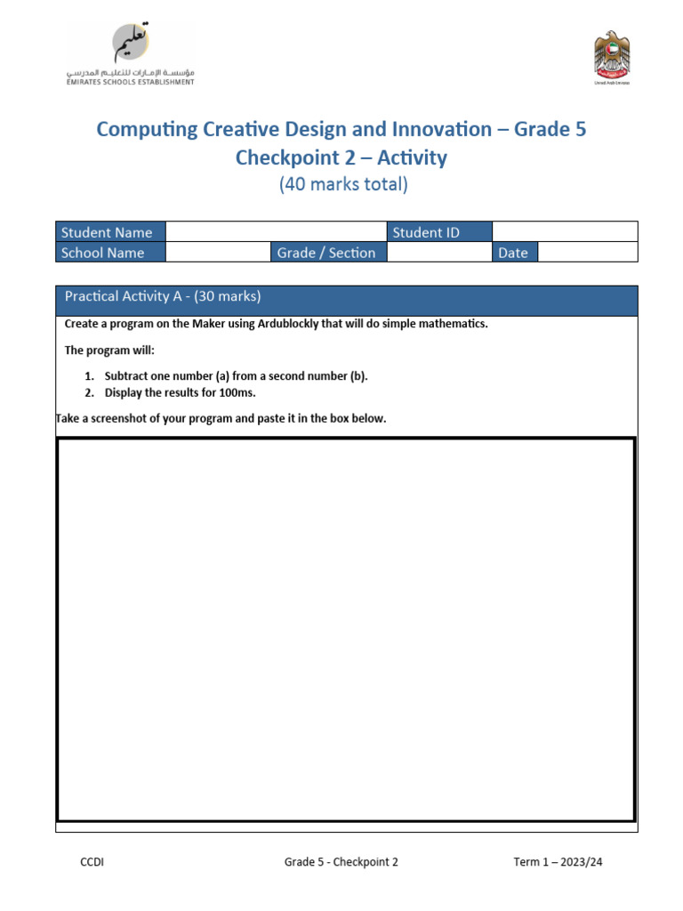 CCDI_G5_CP2_Term 1(2023-24) - Student Version | PDF