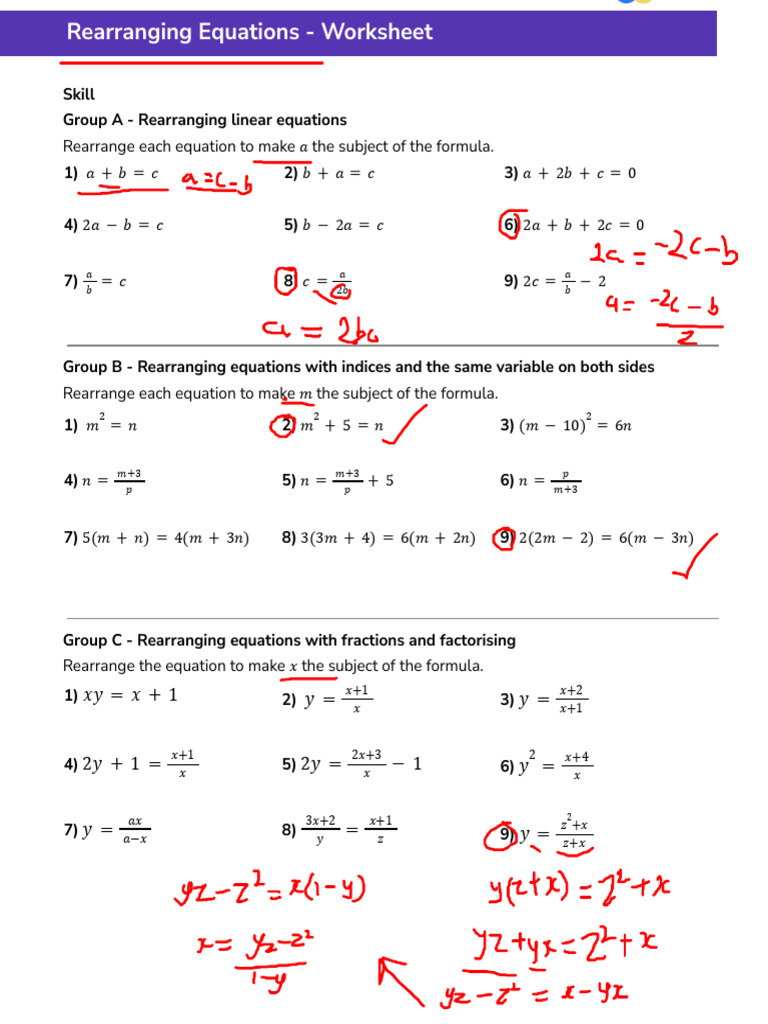 Rearranging-Equations-GCSE-Worksheet Ques | PDF