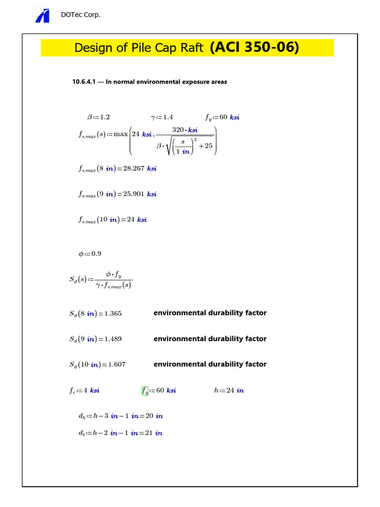 Pile Cap Raft Design ACI 350-06 | PDF