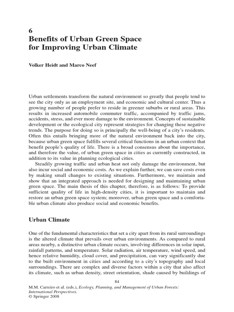 Benefits of Urban Green Space For Improving Urban Climate | PDF
