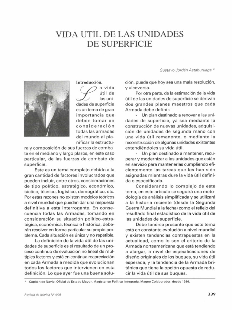 Vida Útil de Unidades de Superficie | PDF | Destructor | Portaaviones
