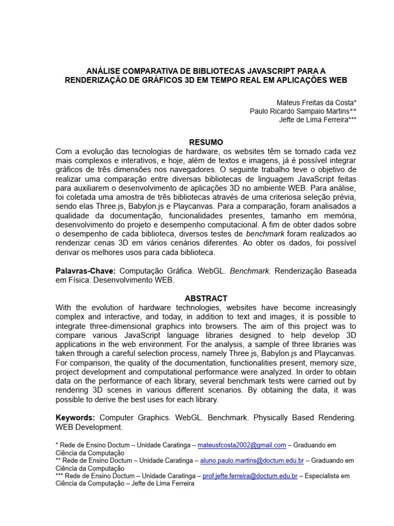 Comparação de Bibliotecas JavaScript 3D | PDF | Biblioteca (informática ...