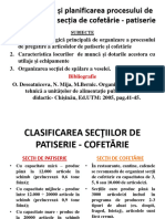 Tema. Organizarea Și Planificarea Procesului de Producere În Secția de Cofetărie - Patiserie. Secția de Spălare A Veselei