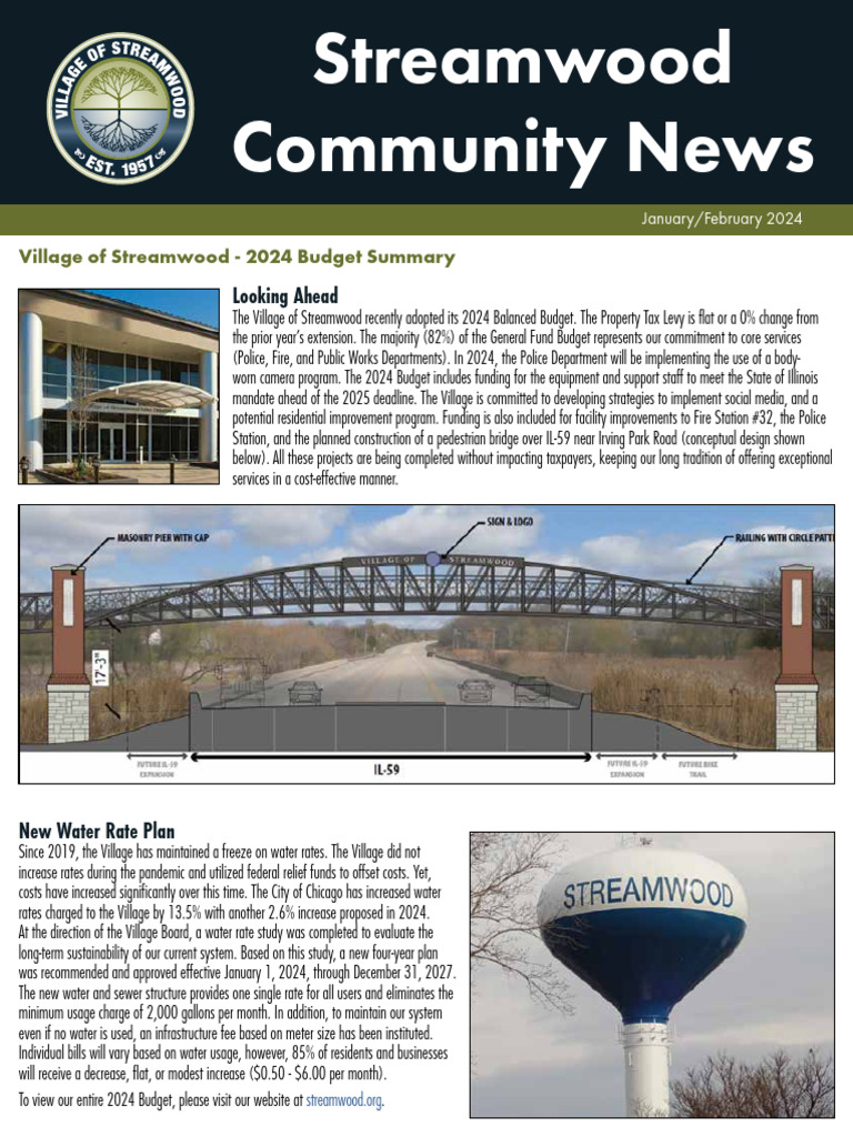 Streamwood Newsletter, Janaury 2024 PDF Taxes Lithium Ion Battery