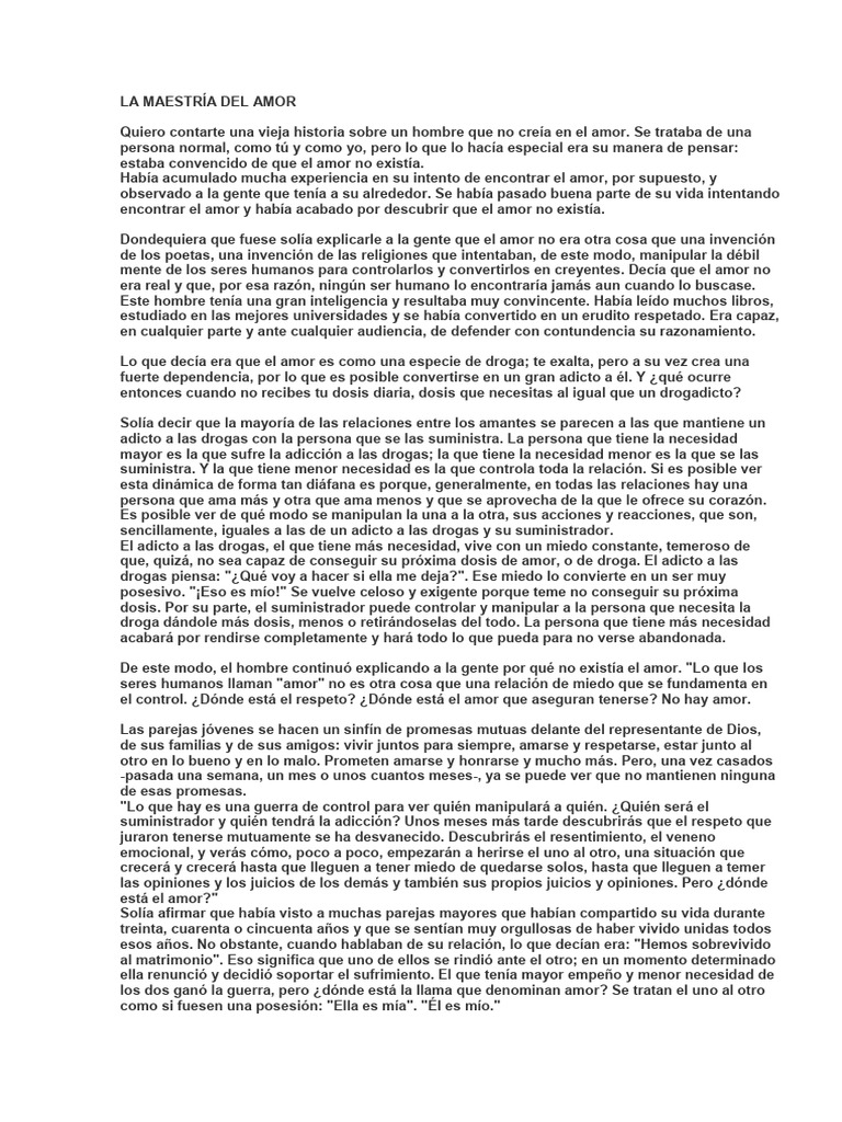 El Hombre Que No Creia En El Amor 1 Pdf Amor Felicidad