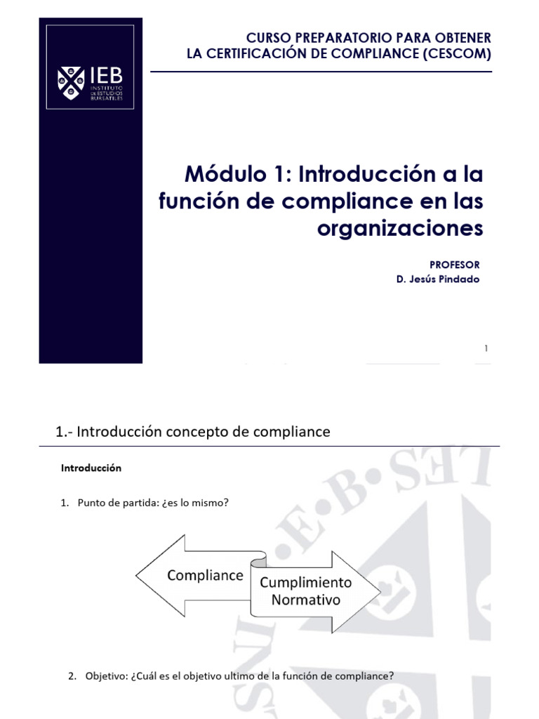 Curso Preparatorio CESCOM: Compliance | PDF | Riesgo | Business