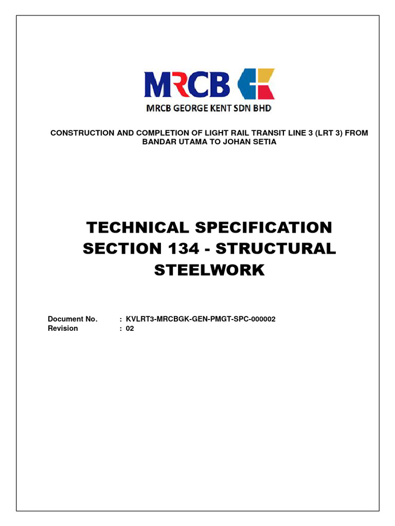 Technical Spec Section 134 - Structural Steel Work | PDF | Construction ...