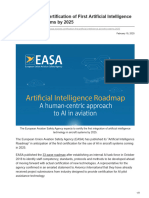 EASA Expects Certification of First Artificial Intelligence For Aircraft Systems by 2025