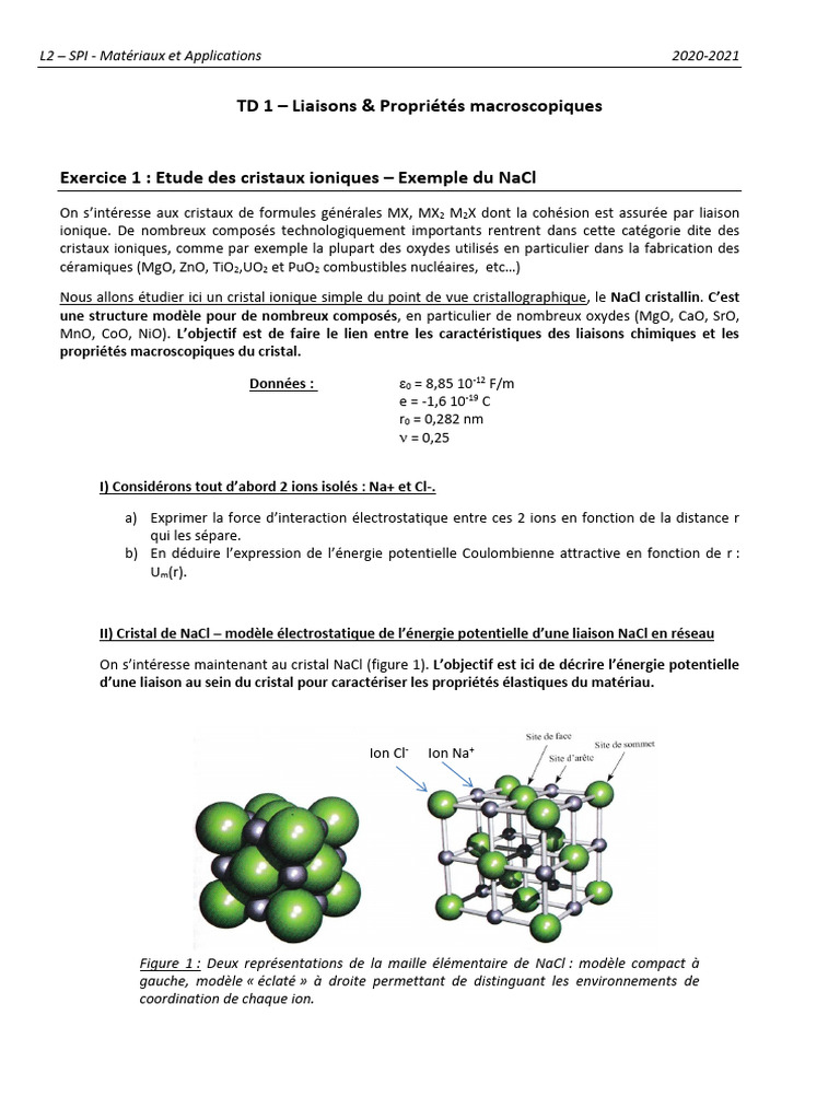 Étude des cristaux ioniques : NaCl et propriétés | PDF | Module de ...