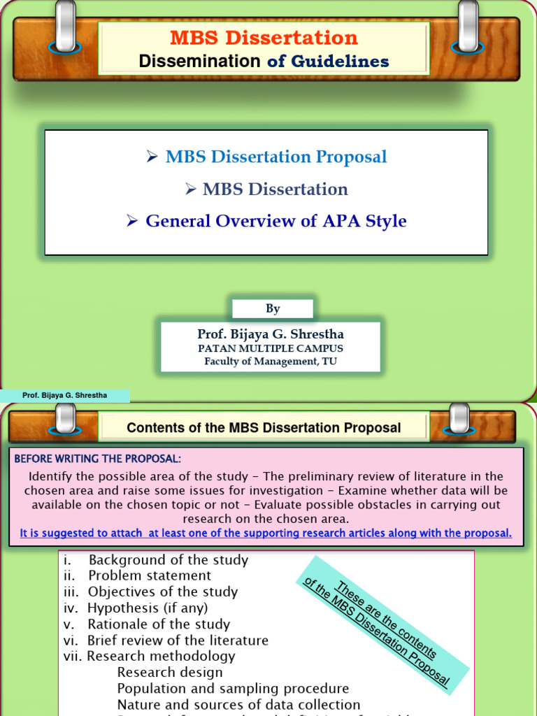MBS Dissertation Guidelines 2023 | PDF | Thesis | Methodology