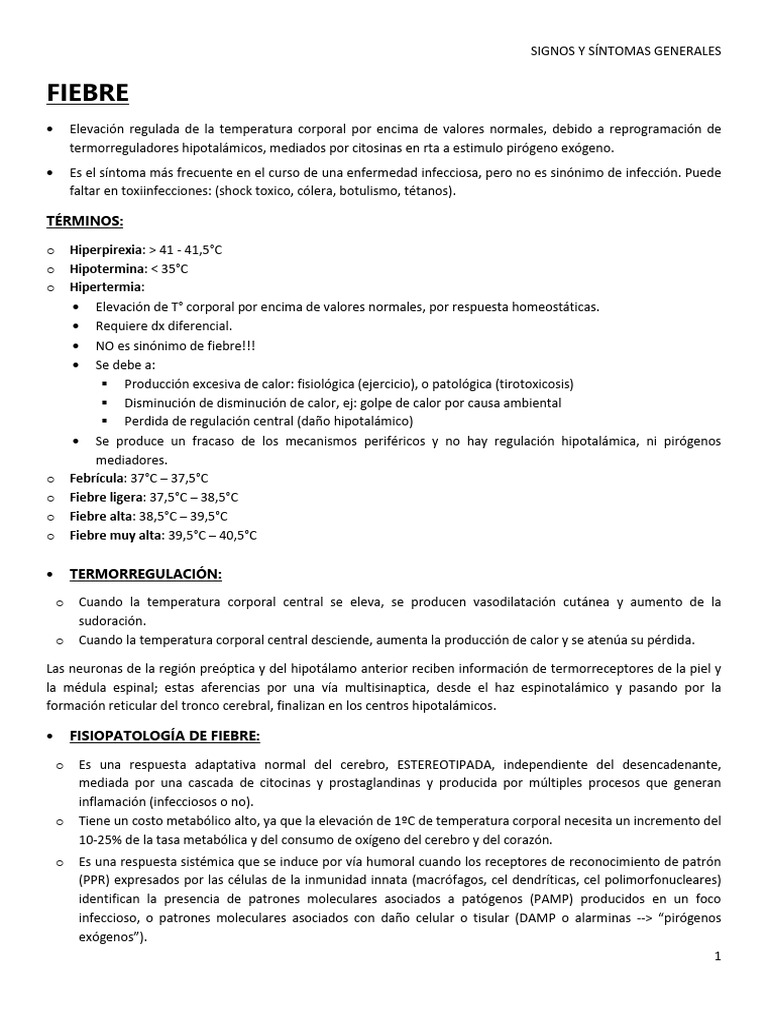Fiebre Pdf Fiebre Termorregulación