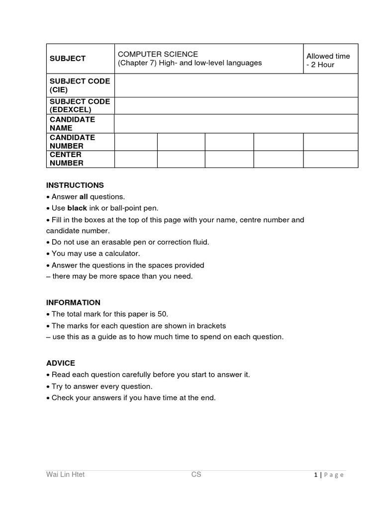 CS CH7 High Low Level Languages | PDF | Computer Programming | Software ...