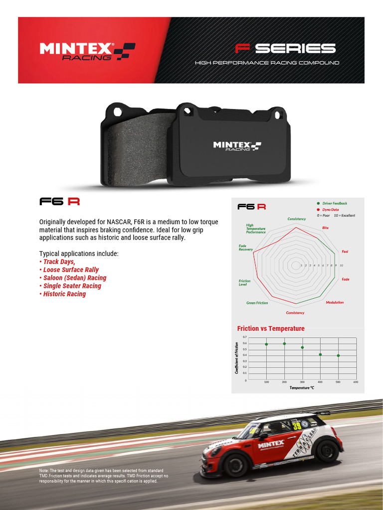 Mintex Racing Spec Sheets F6R | PDF