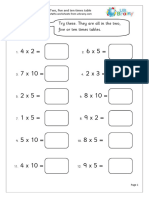 2x 5x 10x Tables Up To 10 Questions