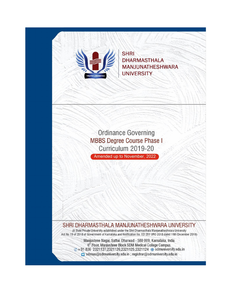 Sdm Mbbs 1st Year Syllabus Pdf University And College Admission