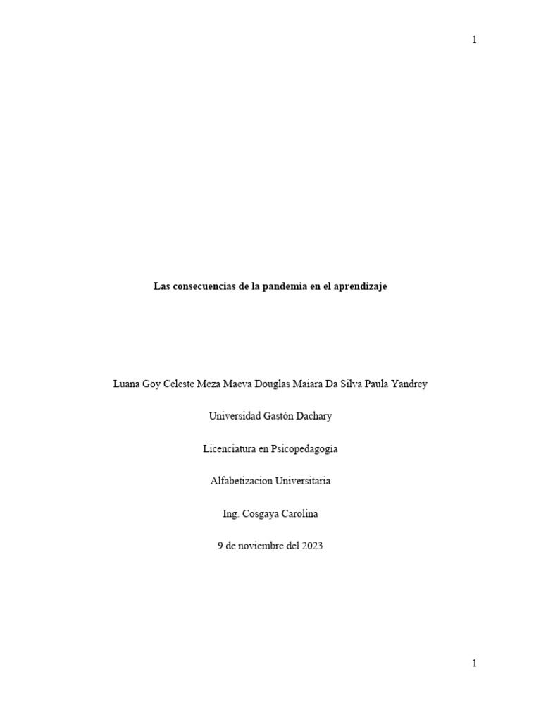 Impacto de la pandemia en el aprendizaje | PDF | Enseñando | Aprendizaje