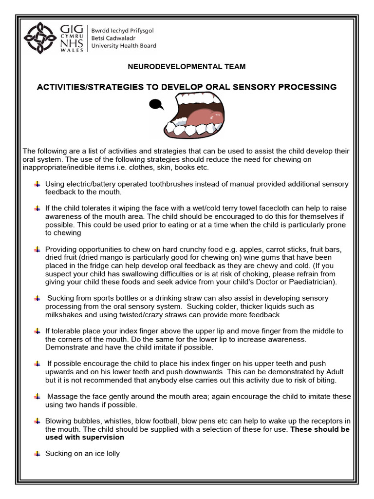 Oral Sensory Processing Strategies | PDF