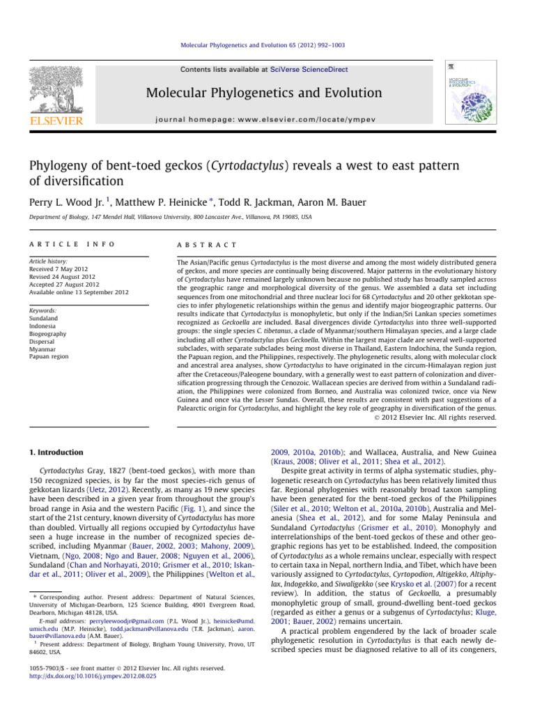 Phylogeny of Bent-Toed Geckos | PDF | Dna Sequencing | Polymerase Chain ...