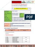 Actividad de Aprendizaje N 01 - Exp. 08 - 1 y 2 Grado - Quechua Chanka - Prof