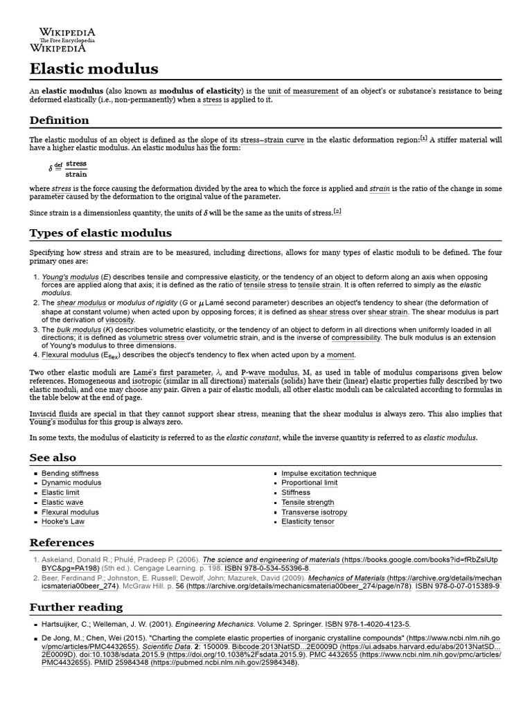 Elastic modulus Relationships | PDF | Young's Modulus | Elasticity ...