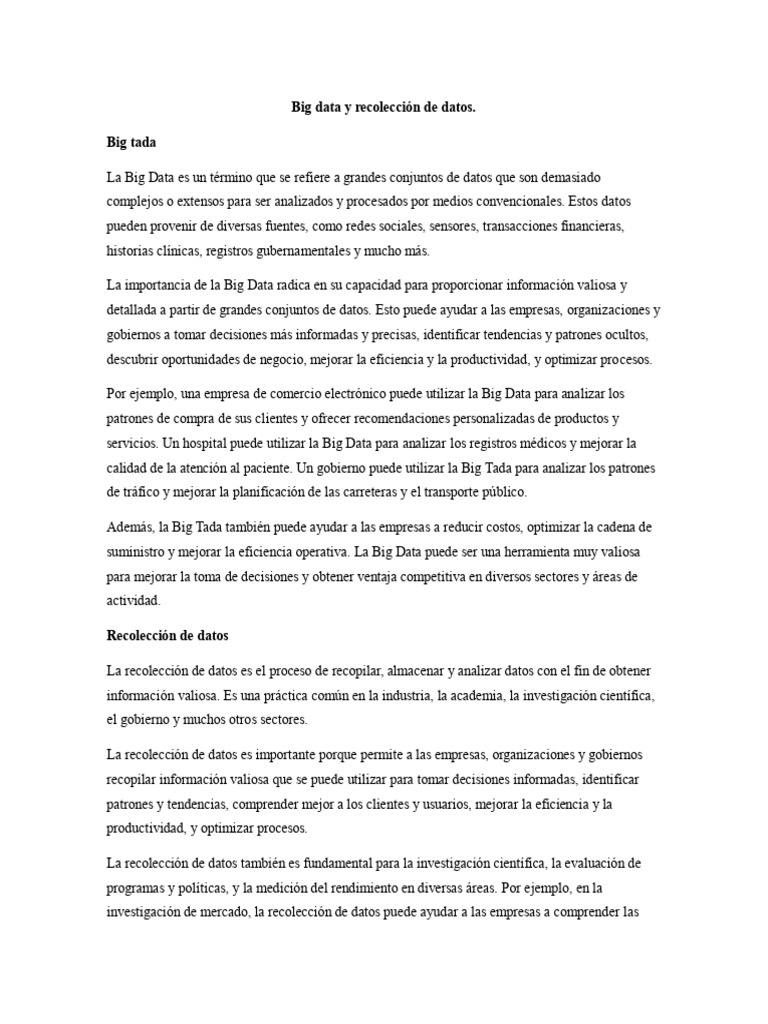 Big Data y Recolección de Datos Esenciales | PDF | Big Data | Business