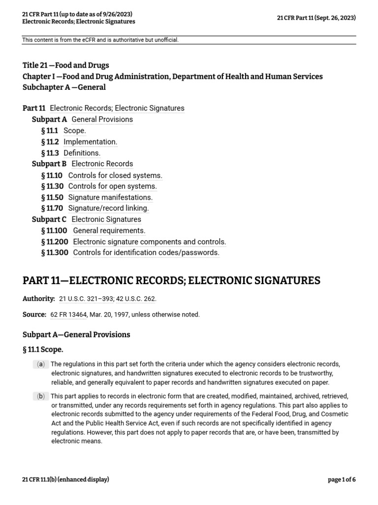 21 CFR Part 11: Electronic Records Guide | PDF | Records Management ...