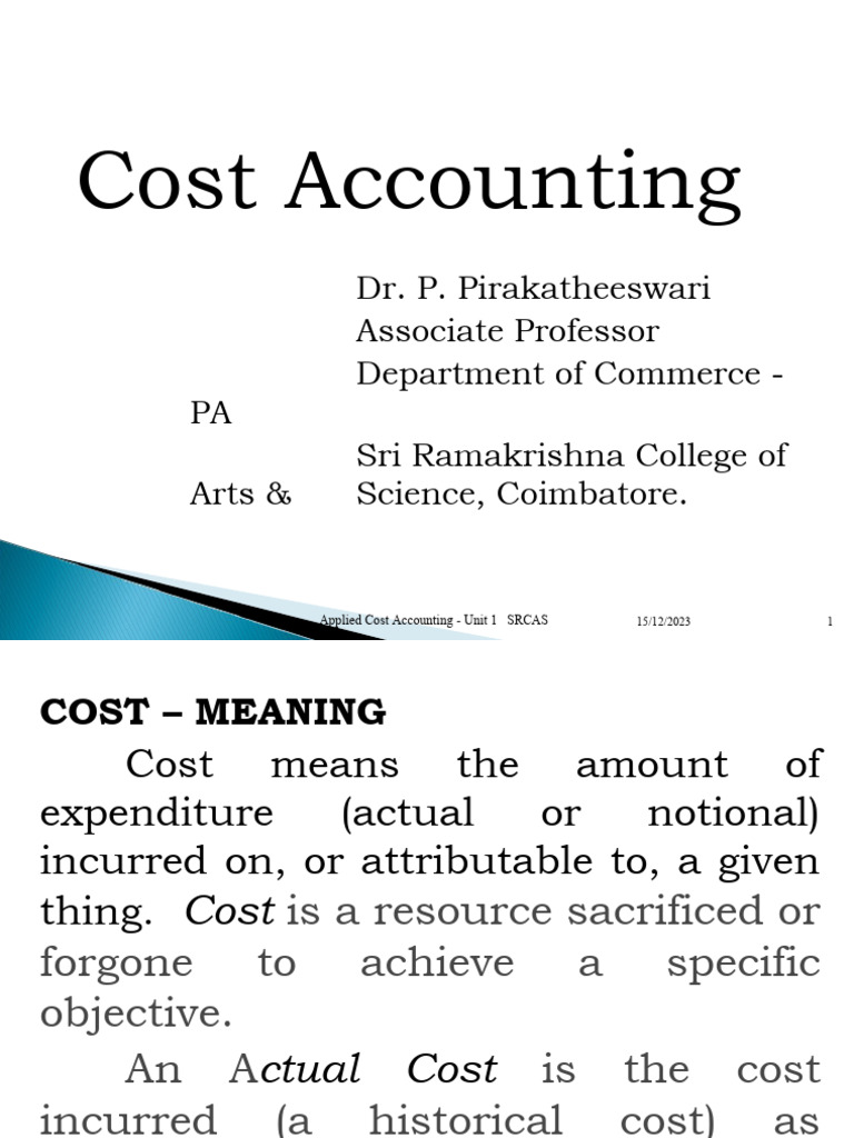 Applied Cost Accounting Unit 1 PDF