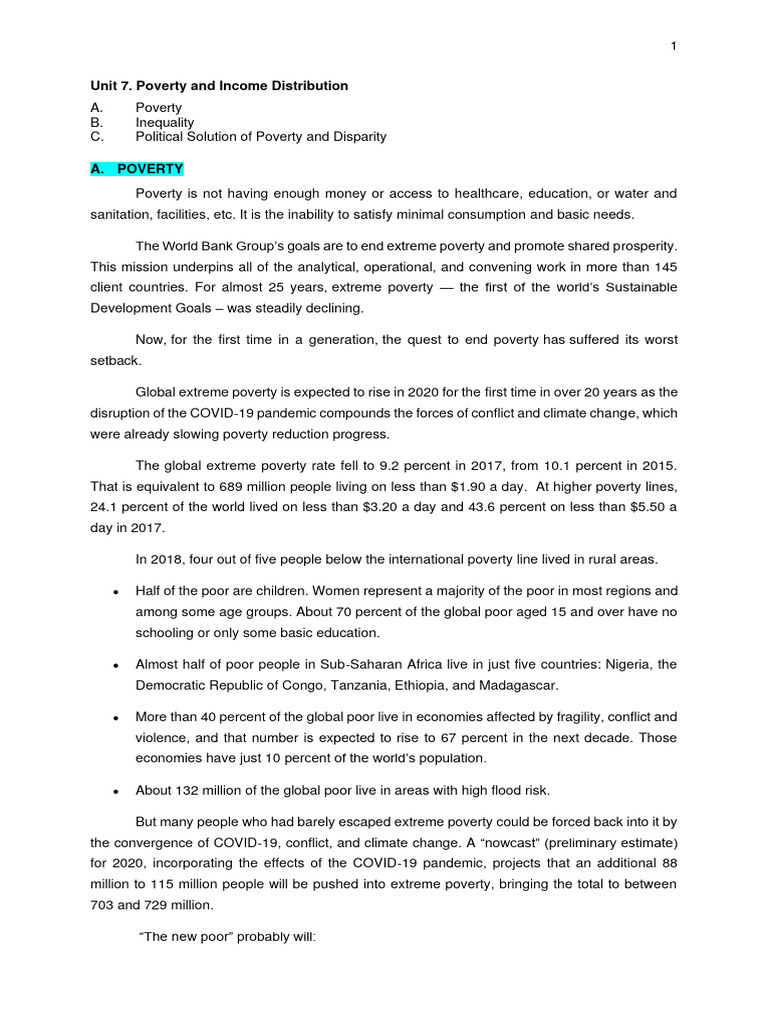 Unit 7 POVERTY - INEQUALITY 2021 | PDF | Poverty | Poverty & Homelessness