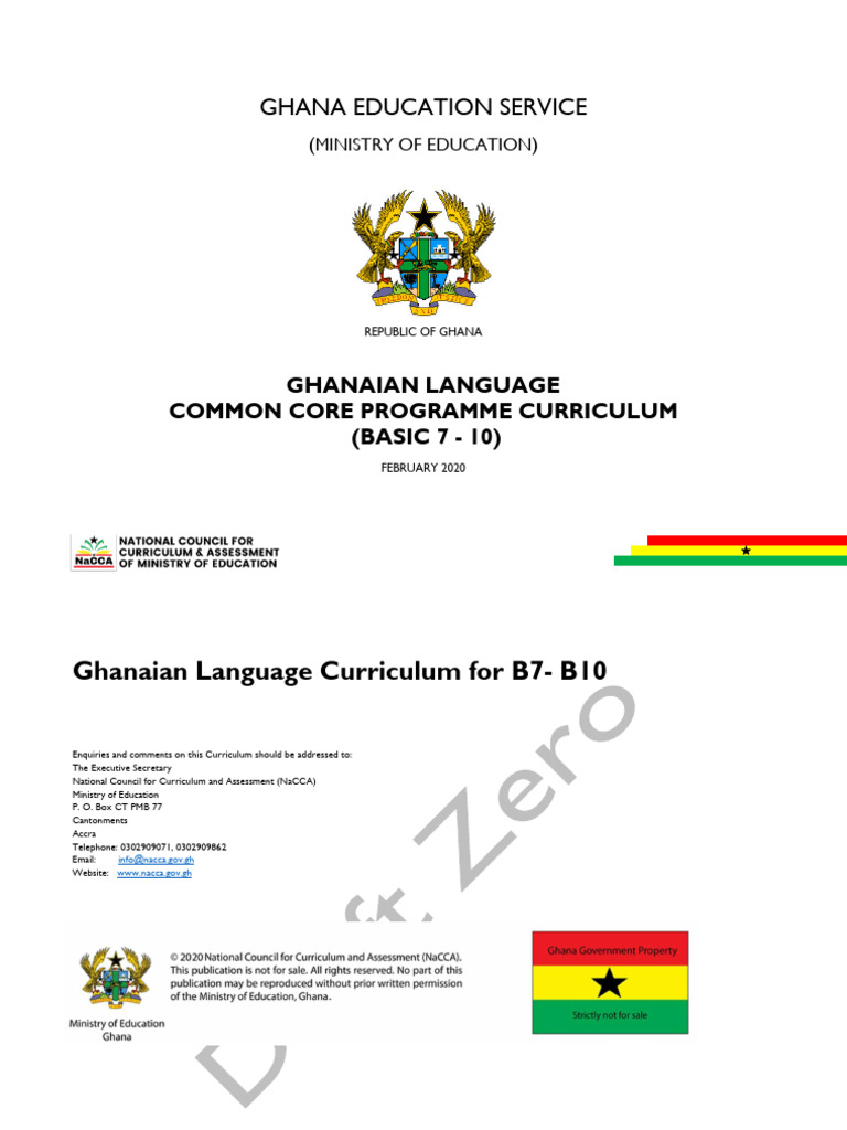 GHANAIANLANGUAGECCPCURRICULUMB7B10DRAFTZERO PDF Educational
