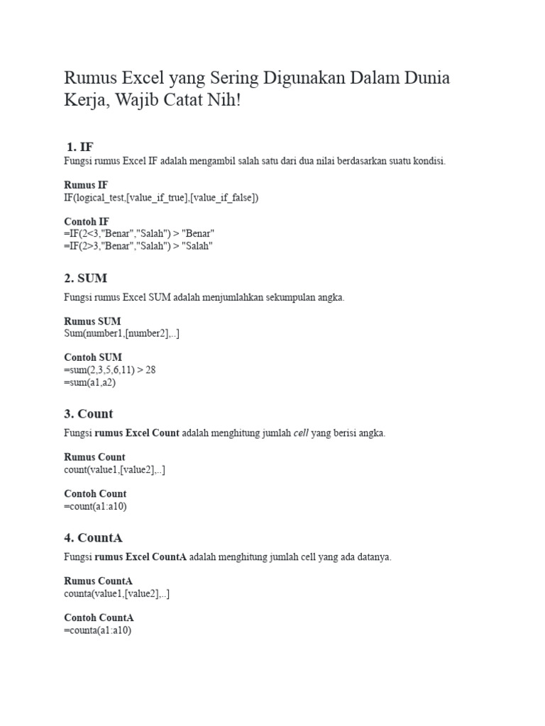 Rumus Excel yang Sering Dipakai untuk Pemula dan Profesional
