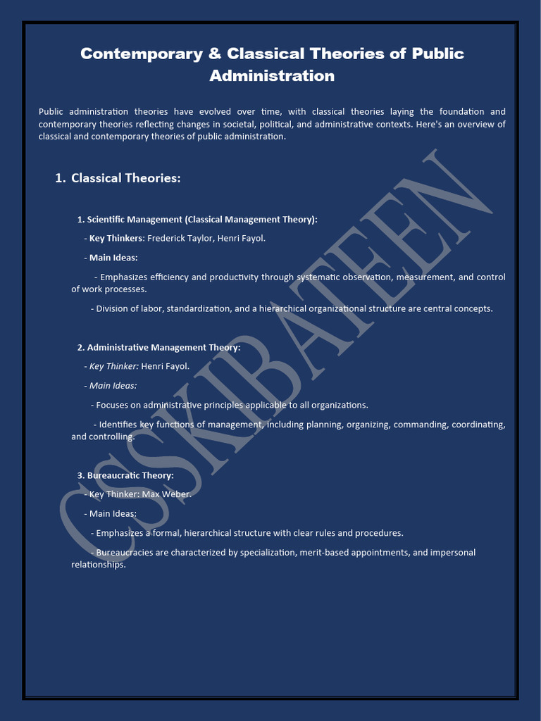 Evolution of Public Administration Theories | PDF | Public ...