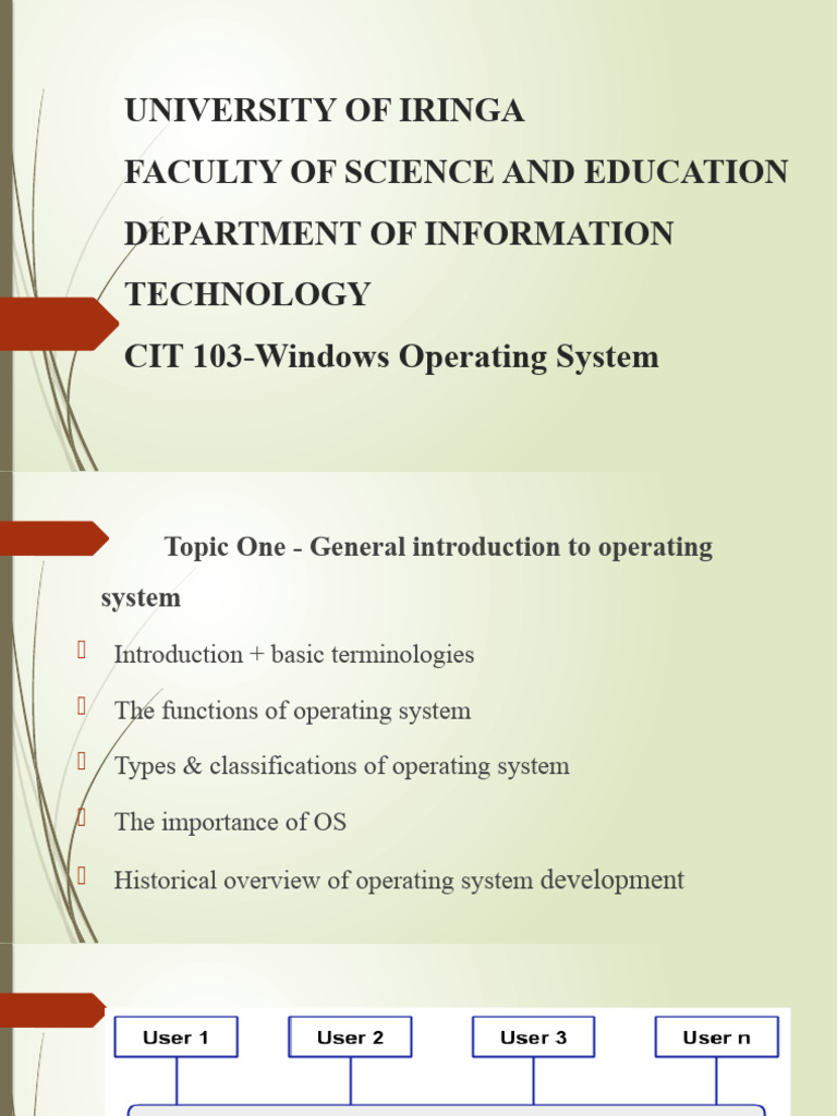 Topic one introduction to os in general pdf operating system