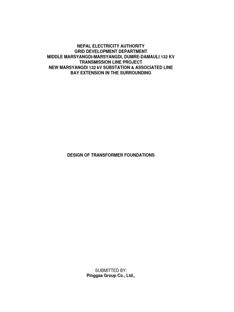 Design of 132/33kV Transformer Foundation | PDF