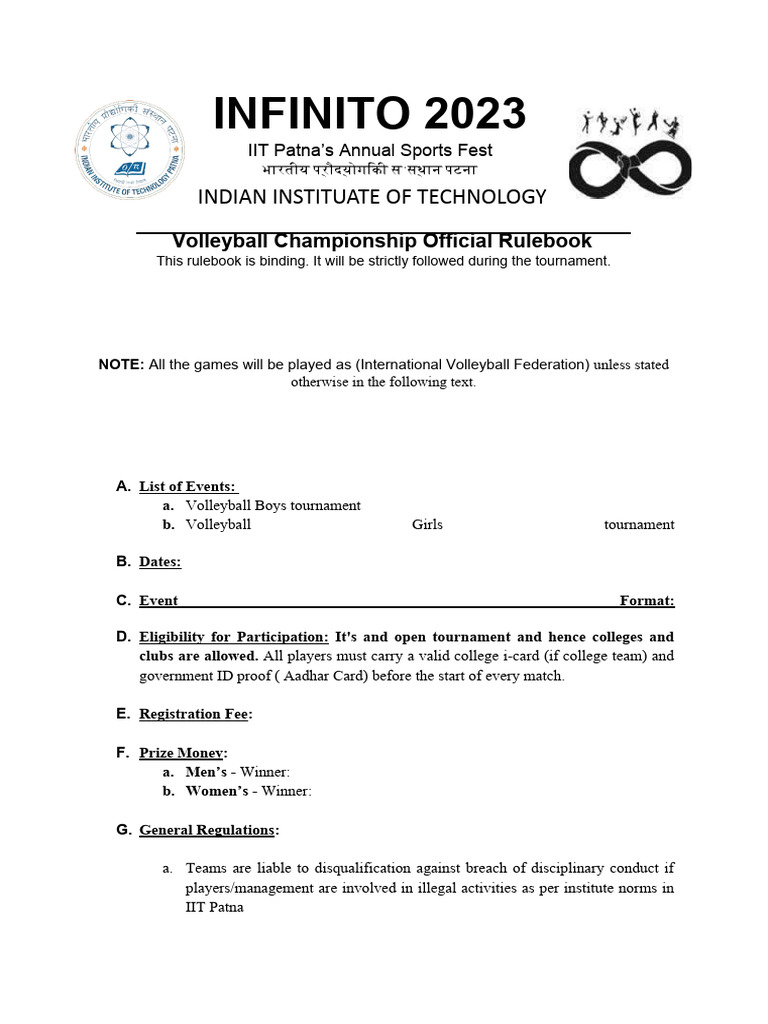 Infinito 2023 Volleyball Rulebook 1 Download Free PDF Sports