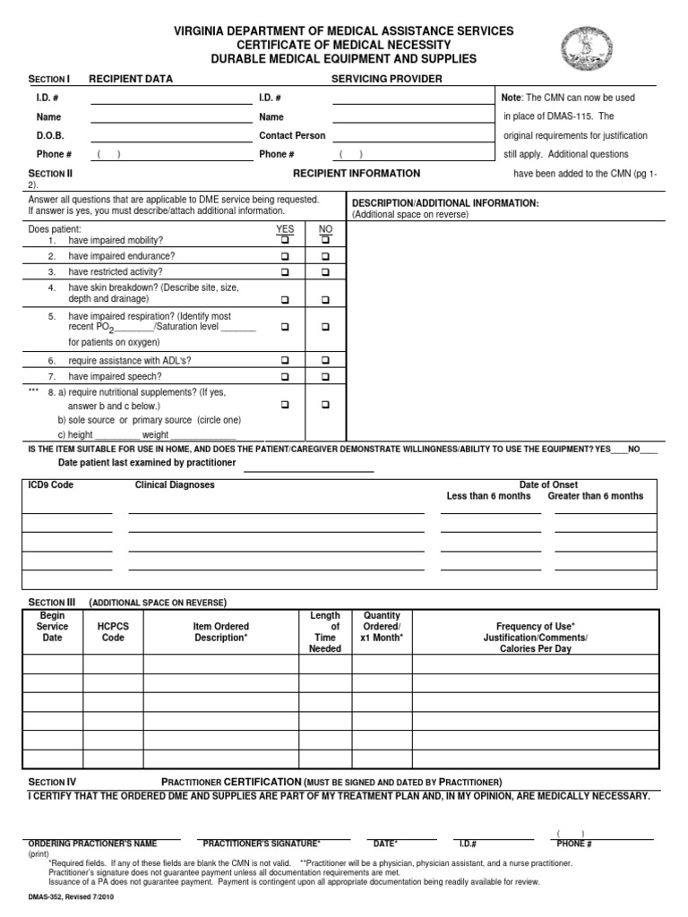 DMAS form | PDF | Health Care | Medicine