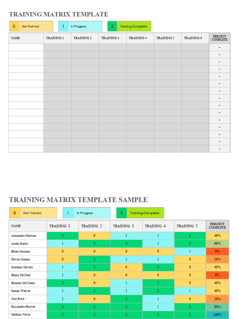 Training Matrix Template for Tracking Progress | PDF