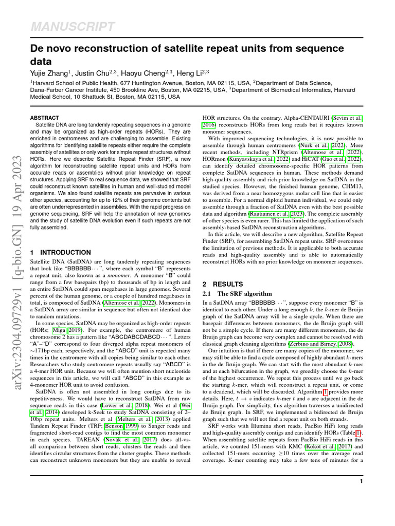 Satellite Repeat Finder Algorithm Explained | PDF | Dna Sequencing | Genome