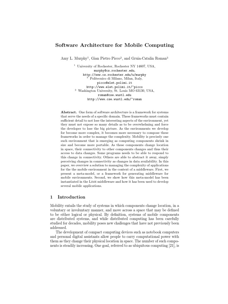 Software Architecture For Mobile Computing | PDF | Component Based ...