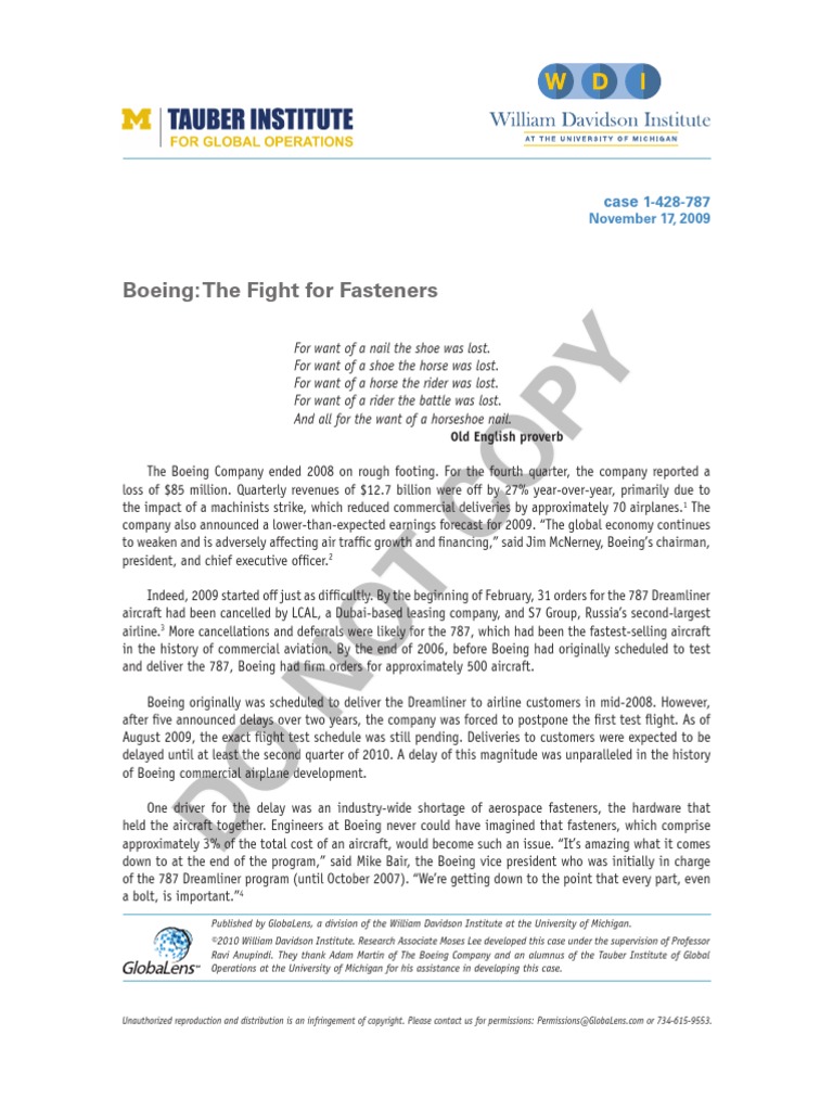 Fastener Industry and Boeing White Paper Boeing Avión de pasajeros
