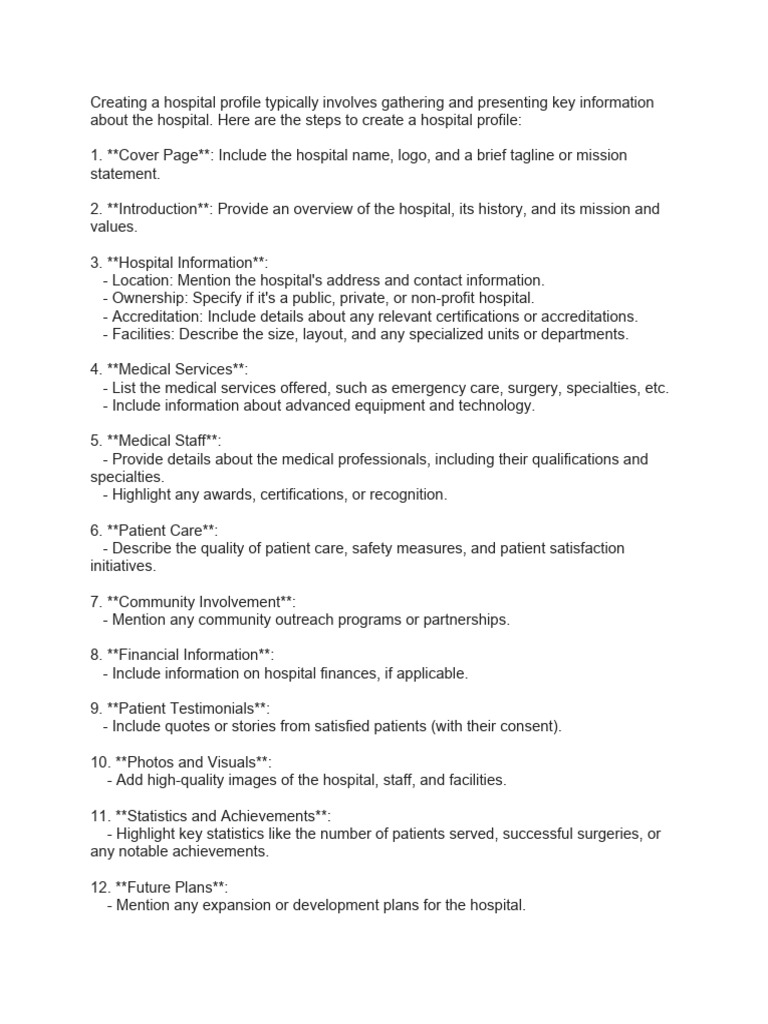 How to Create a Hospital Profile | PDF