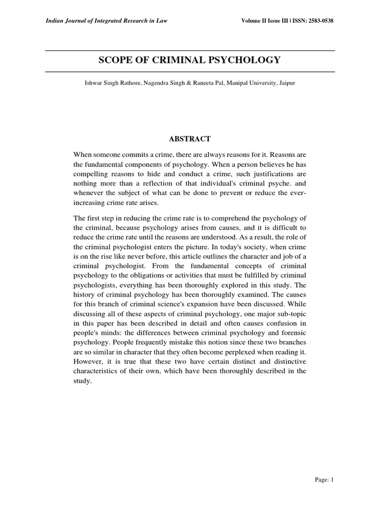 Criminal Psychology Unveiled | PDF | Science & Mathematics