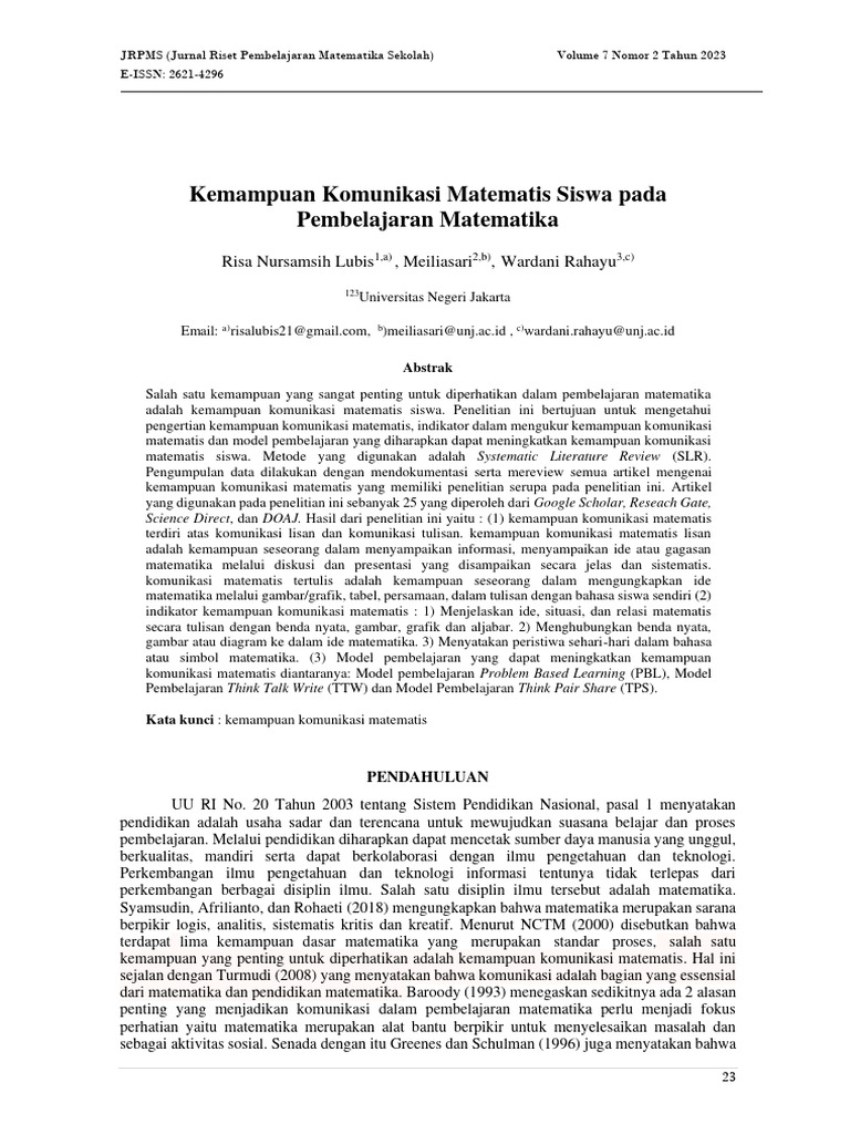Meningkatkan Komunikasi Matematis Siswa | PDF | Sains & Matematika ...