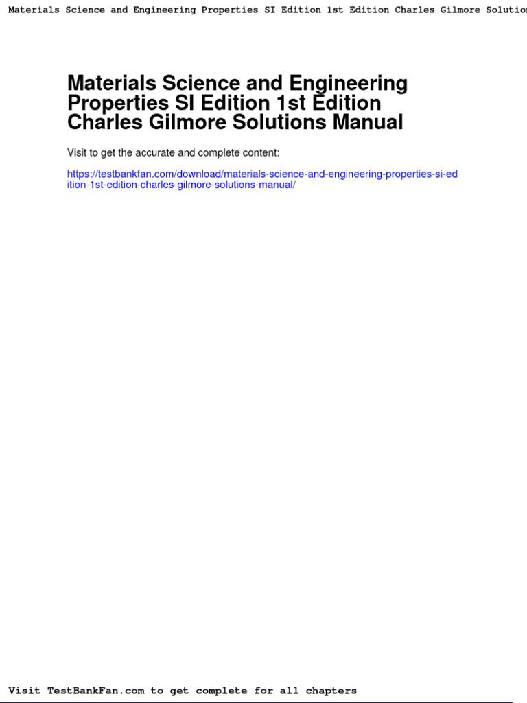 Materials Science and Engineering Properties Si Edition 1st Edition