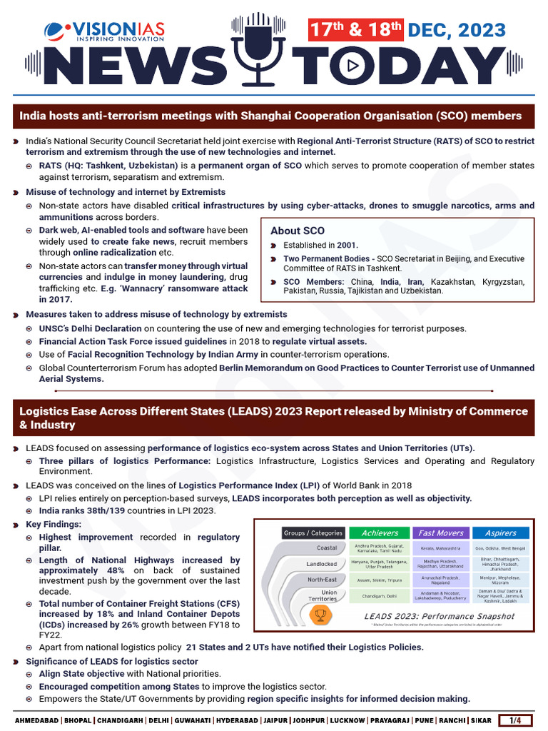 VisionIAS Daily Current Affairs 17 & 18 December 2023 | PDF | Finance ...