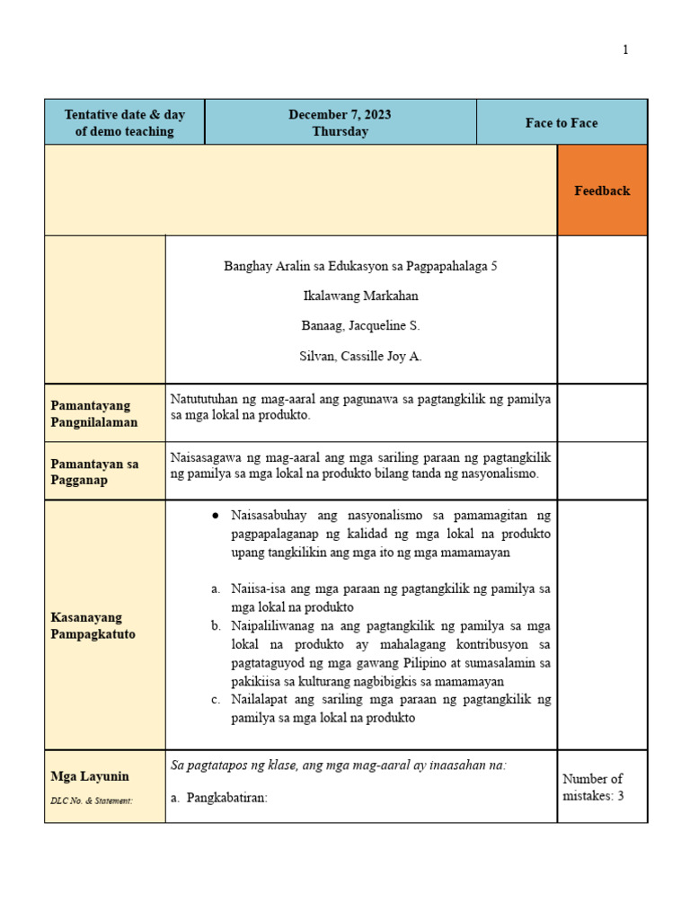 3r Demo-8 Banaag-Silvan Lesson-Plan-9 | PDF