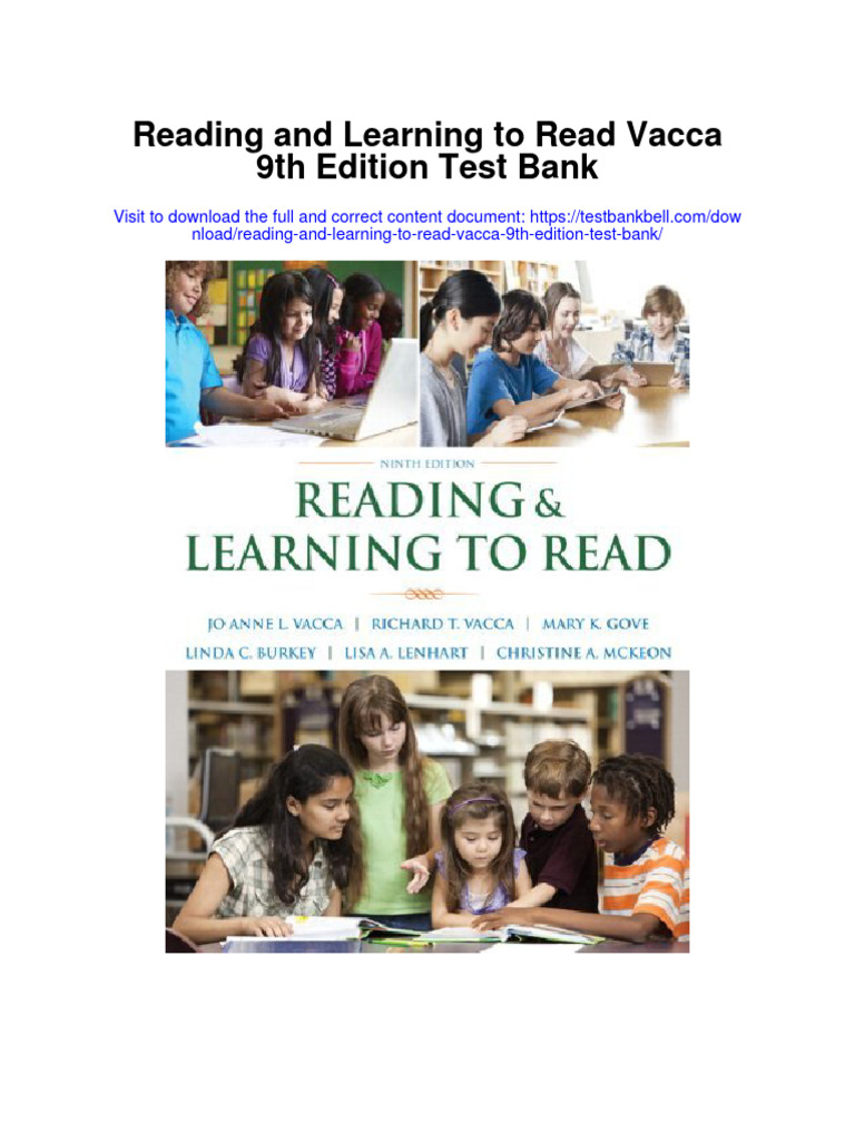 Reading and learning to read vacca 9th edition test bank pdf top